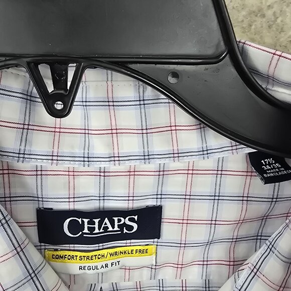 Chaps Mens Comfort Stretch Wrinkle-Free Regular Fit Plaid Shirt - Picture 3 of 6